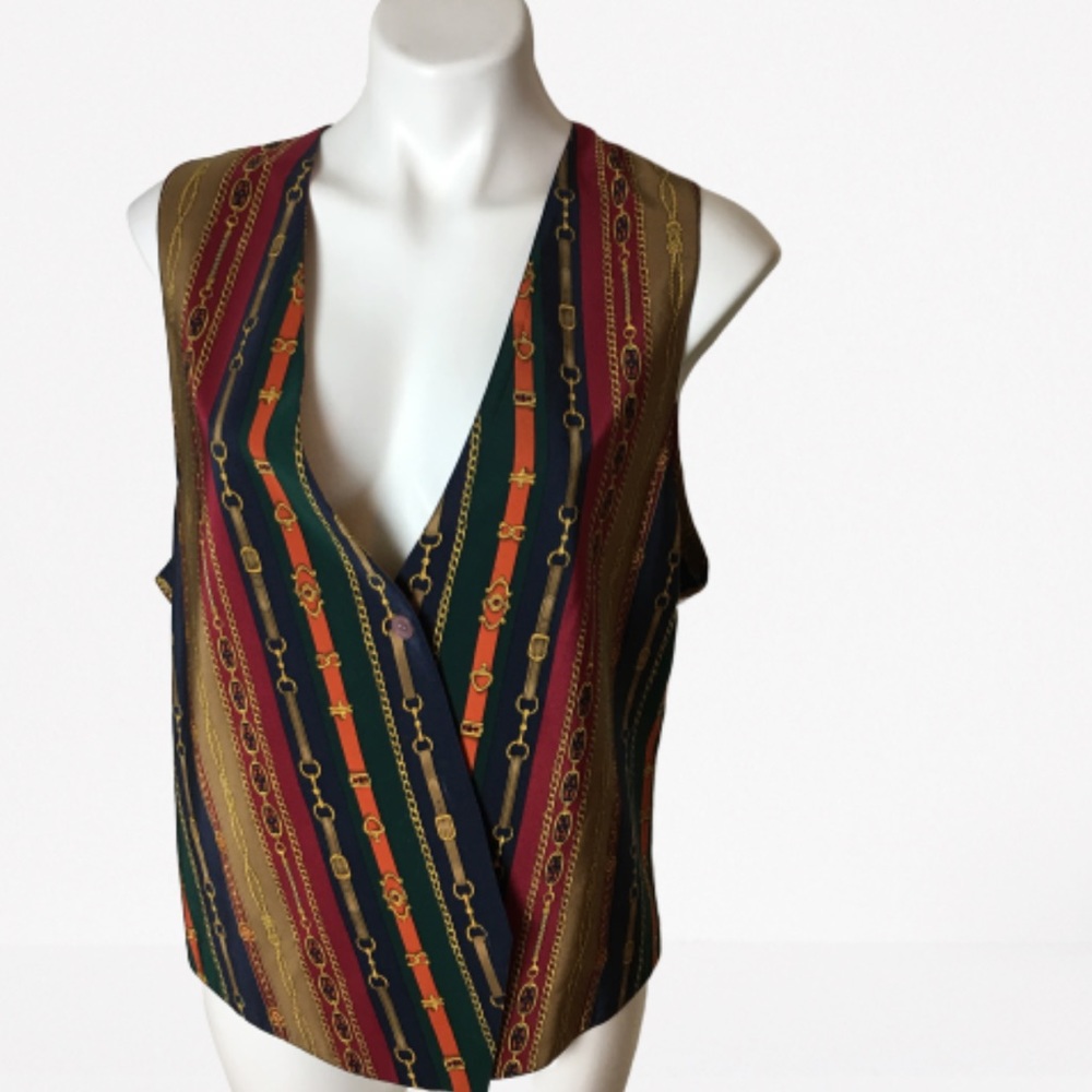 TALBOTS 100% Silk vest vintage style Size L
